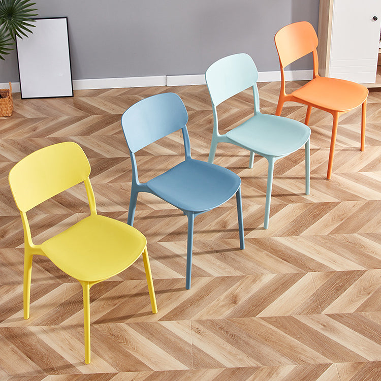 Contemporary Plastic Dining Chair Open Back Dining Side Chair for Kitchen