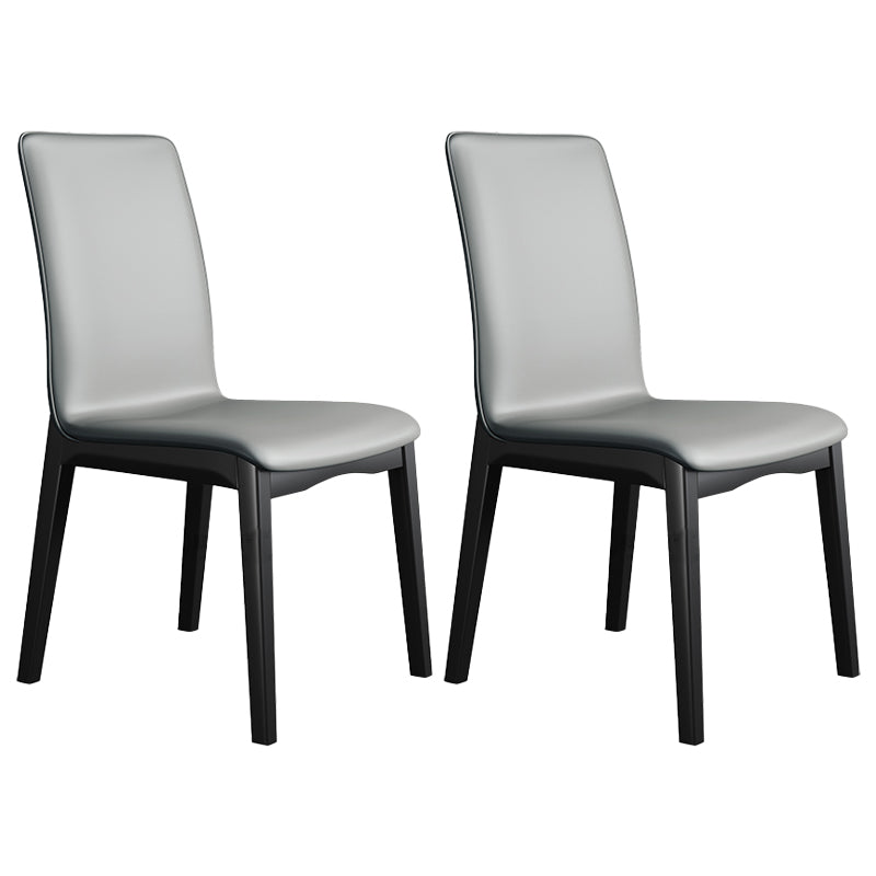 Industrial Restaurant Leather Side Chair Matte Finish Solid Back Dining Chair
