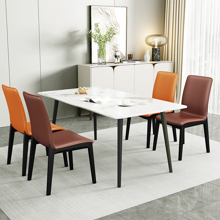 Industrial Restaurant Leather Side Chair Matte Finish Solid Back Dining Chair
