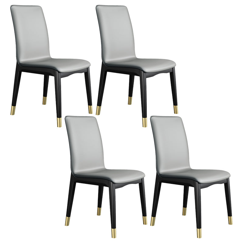 Industrial Restaurant Leather Side Chair Matte Finish Solid Back Dining Chair