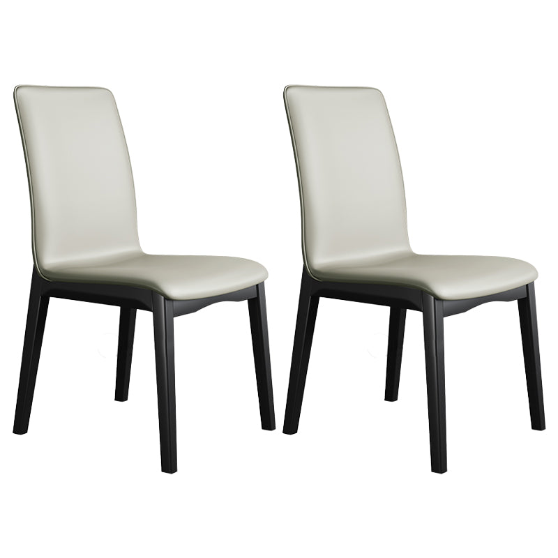 Industrial Restaurant Leather Side Chair Matte Finish Solid Back Dining Chair
