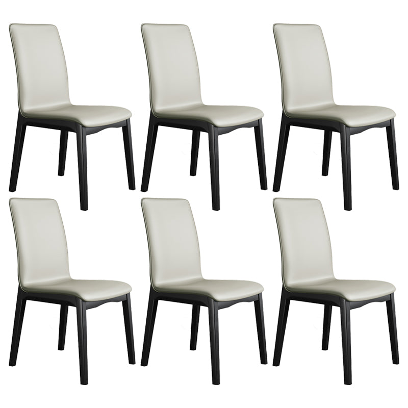 Industrial Restaurant Leather Side Chair Matte Finish Solid Back Dining Chair