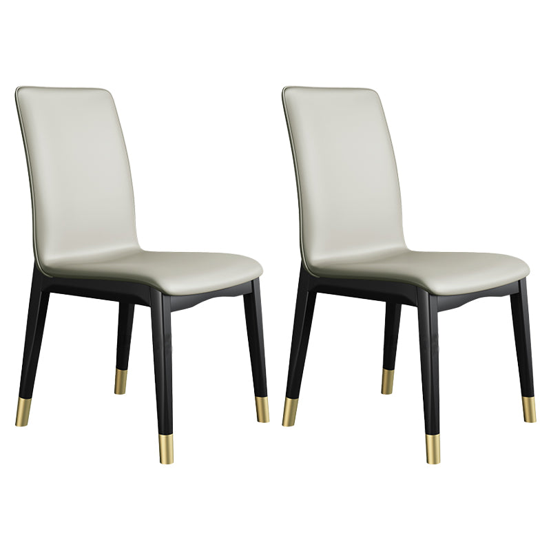 Industrial Restaurant Leather Side Chair Matte Finish Solid Back Dining Chair