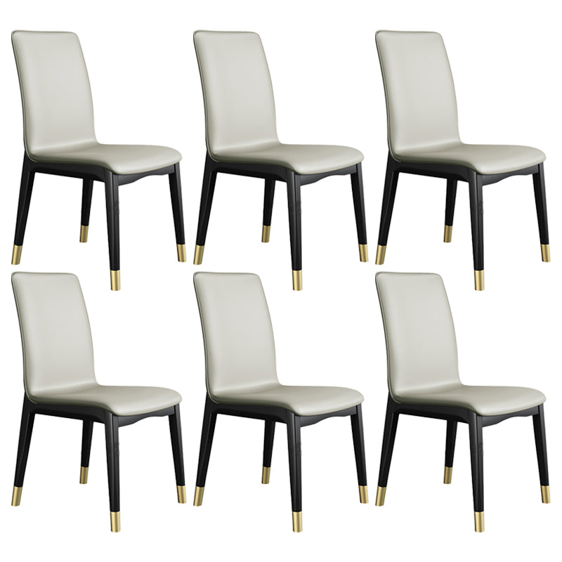 Industrial Restaurant Leather Side Chair Matte Finish Solid Back Dining Chair