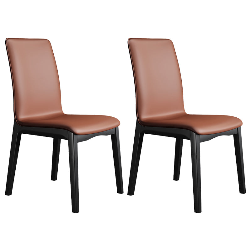 Industrial Restaurant Leather Side Chair Matte Finish Solid Back Dining Chair