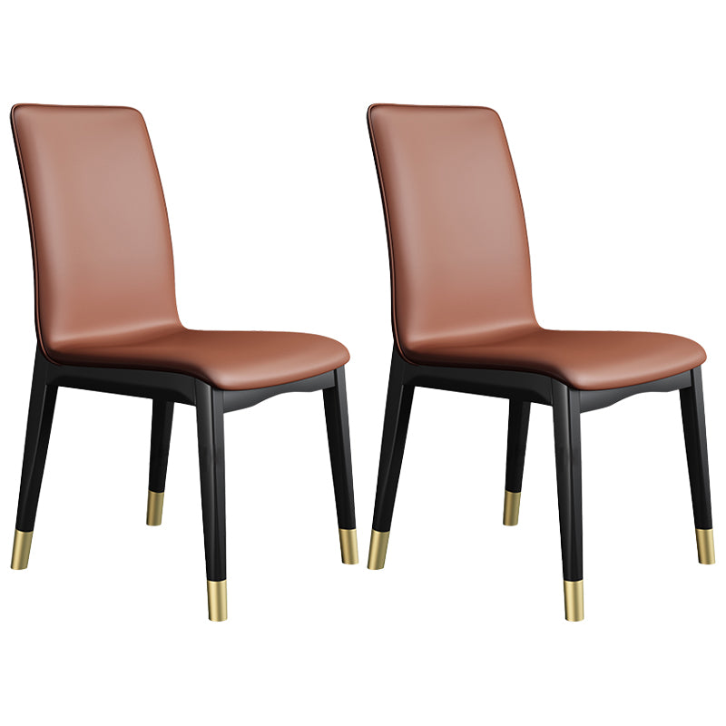 Industrial Restaurant Leather Side Chair Matte Finish Solid Back Dining Chair
