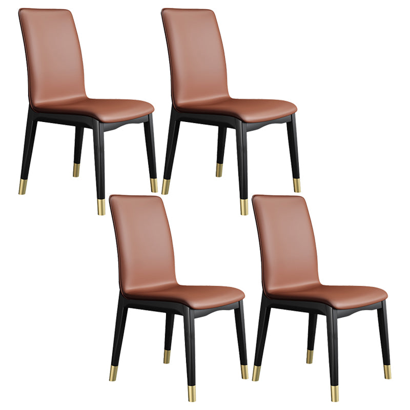 Industrial Restaurant Leather Side Chair Matte Finish Solid Back Dining Chair