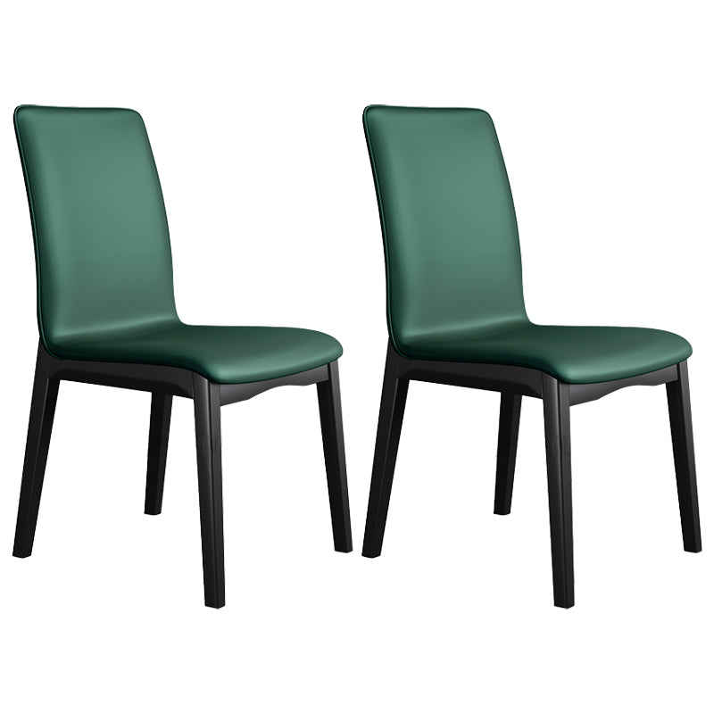 Industrial Restaurant Leather Side Chair Matte Finish Solid Back Dining Chair