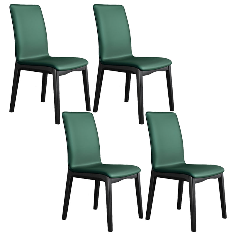 Industrial Restaurant Leather Side Chair Matte Finish Solid Back Dining Chair