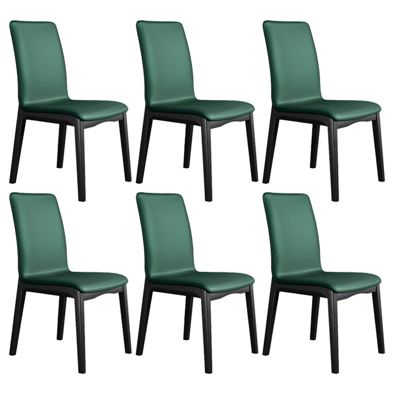 Industrial Restaurant Leather Side Chair Matte Finish Solid Back Dining Chair