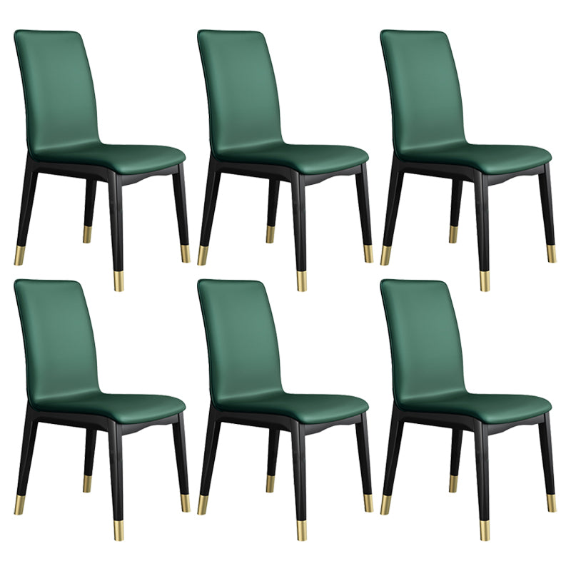 Industrial Restaurant Leather Side Chair Matte Finish Solid Back Dining Chair