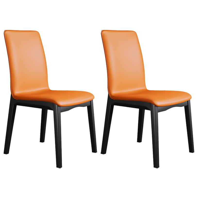 Industrial Restaurant Leather Side Chair Matte Finish Solid Back Dining Chair