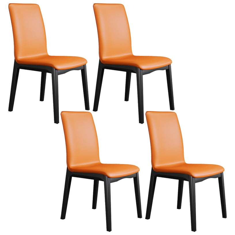 Industrial Restaurant Leather Side Chair Matte Finish Solid Back Dining Chair