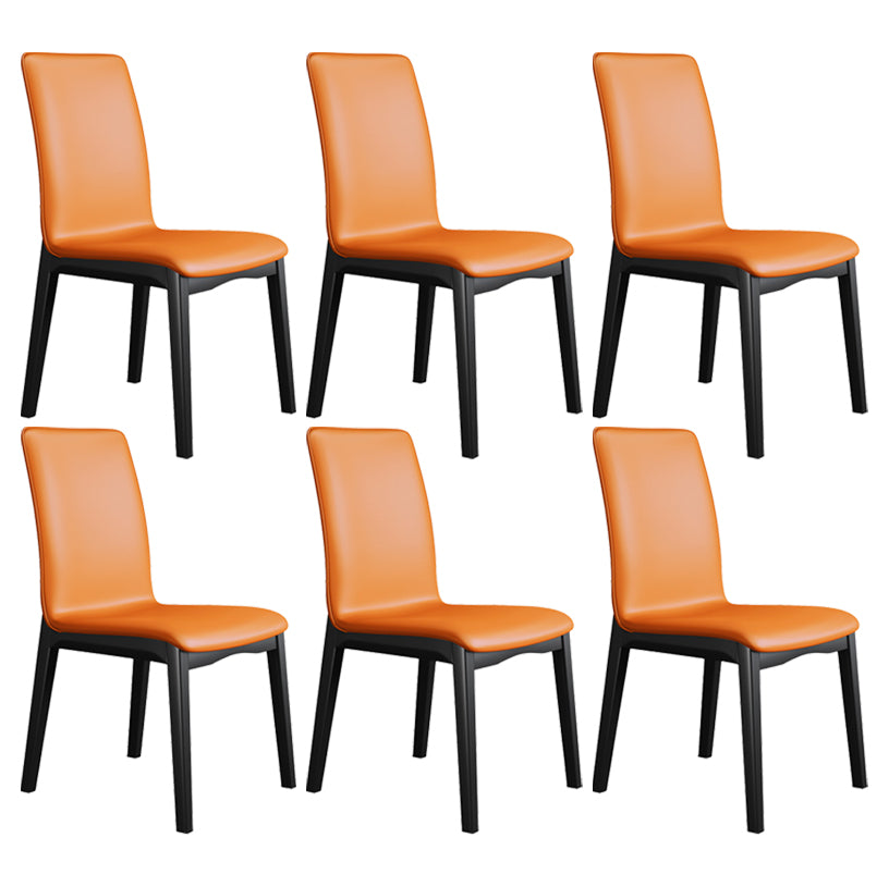 Industrial Restaurant Leather Side Chair Matte Finish Solid Back Dining Chair