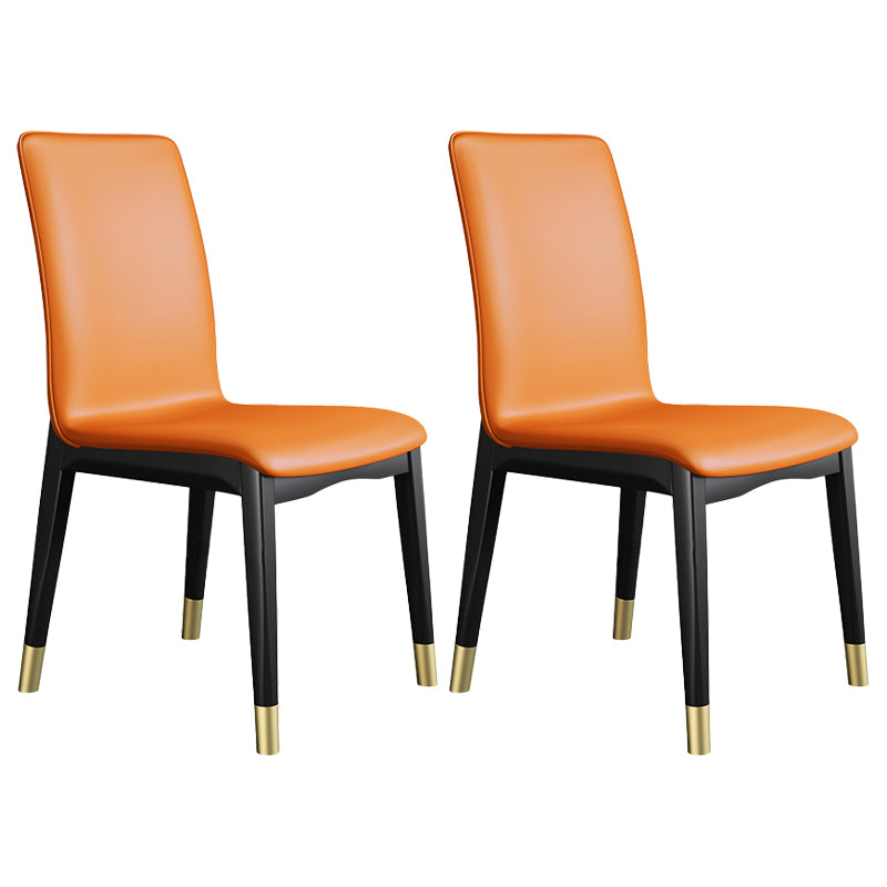 Industrial Restaurant Leather Side Chair Matte Finish Solid Back Dining Chair