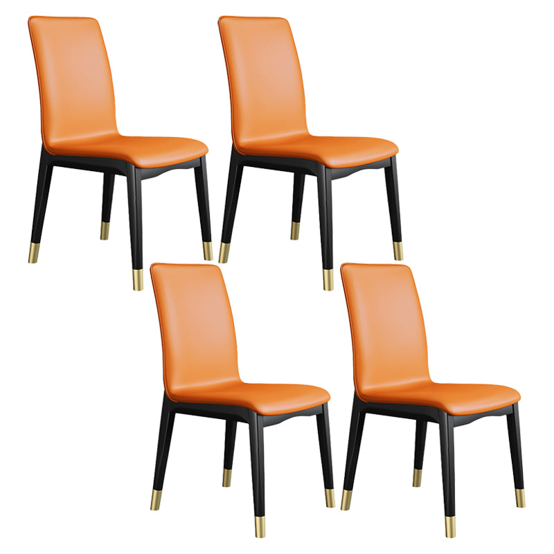 Industrial Restaurant Leather Side Chair Matte Finish Solid Back Dining Chair