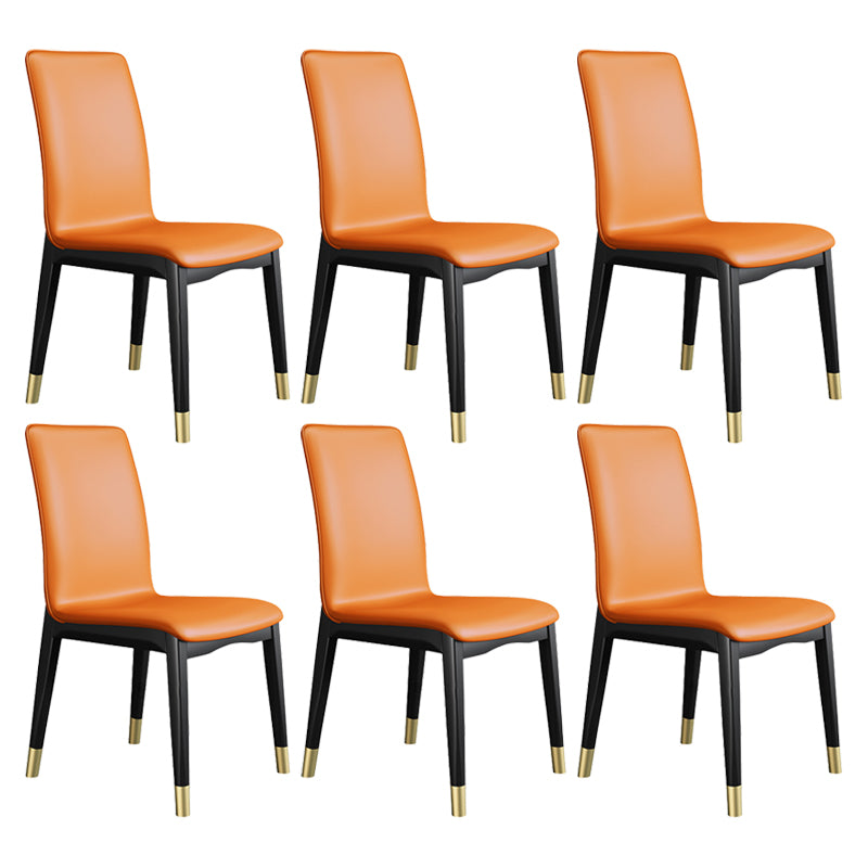 Industrial Restaurant Leather Side Chair Matte Finish Solid Back Dining Chair