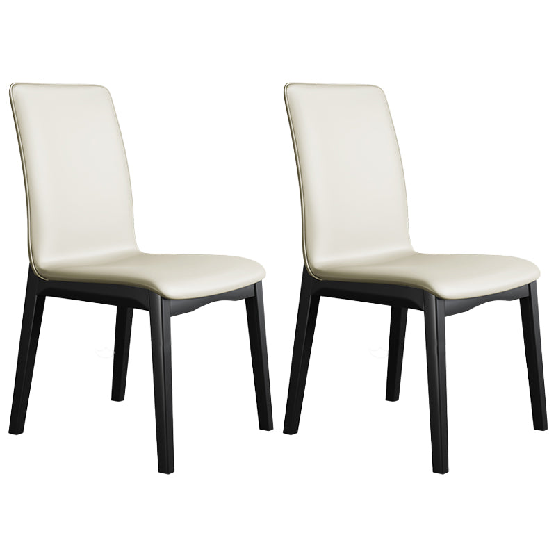 Industrial Restaurant Leather Side Chair Matte Finish Solid Back Dining Chair