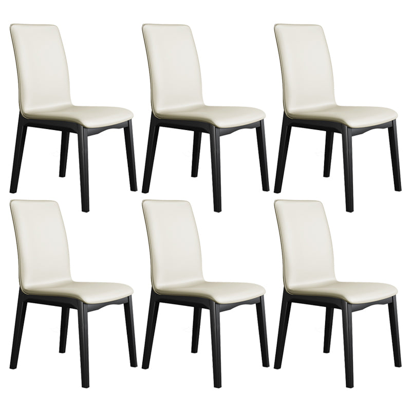 Industrial Restaurant Leather Side Chair Matte Finish Solid Back Dining Chair
