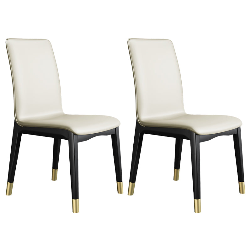 Industrial Restaurant Leather Side Chair Matte Finish Solid Back Dining Chair
