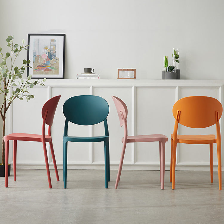 Plastic Open Back Side Chair Scandinavian Stackable Armless Dining Chairs
