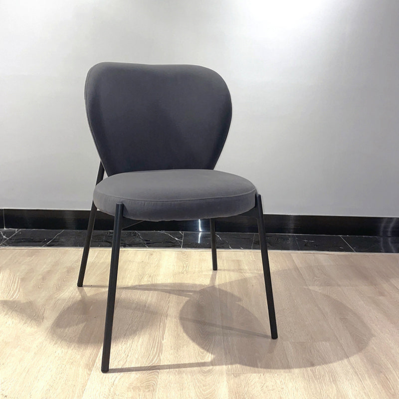 Scandinavian Style Dining Fabric Side Chair Solid Back Armless Chair for Home Use