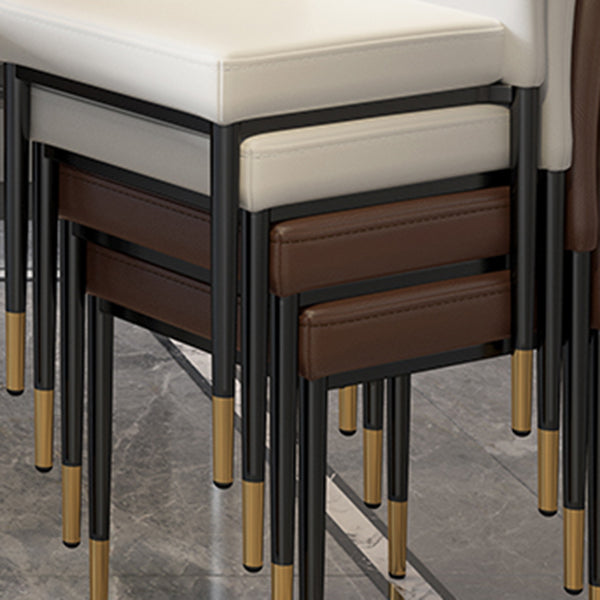 Scandinavian Style Upholstered Armless Dining Chairs Solid Back Side Chair for Home