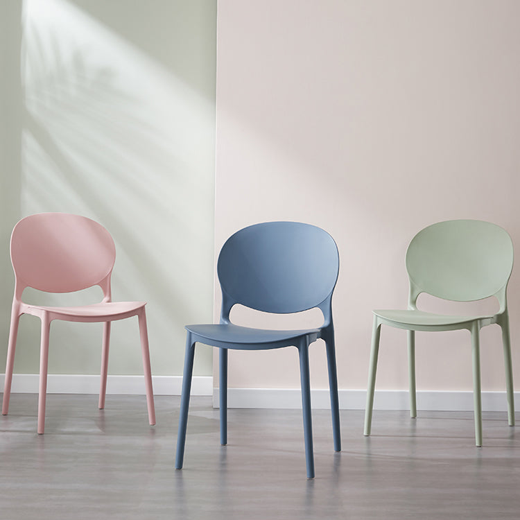 Scandinavian Armless Dining Chairs Stackable Plastic Open Back Side Chair