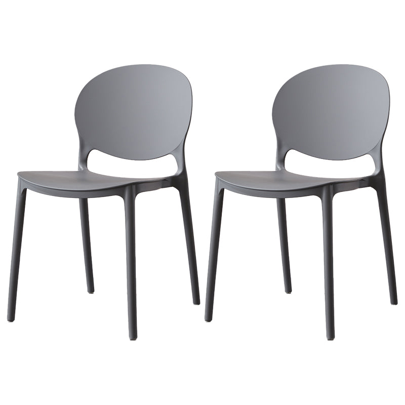 Scandinavian Armless Dining Chairs Stackable Plastic Open Back Side Chair