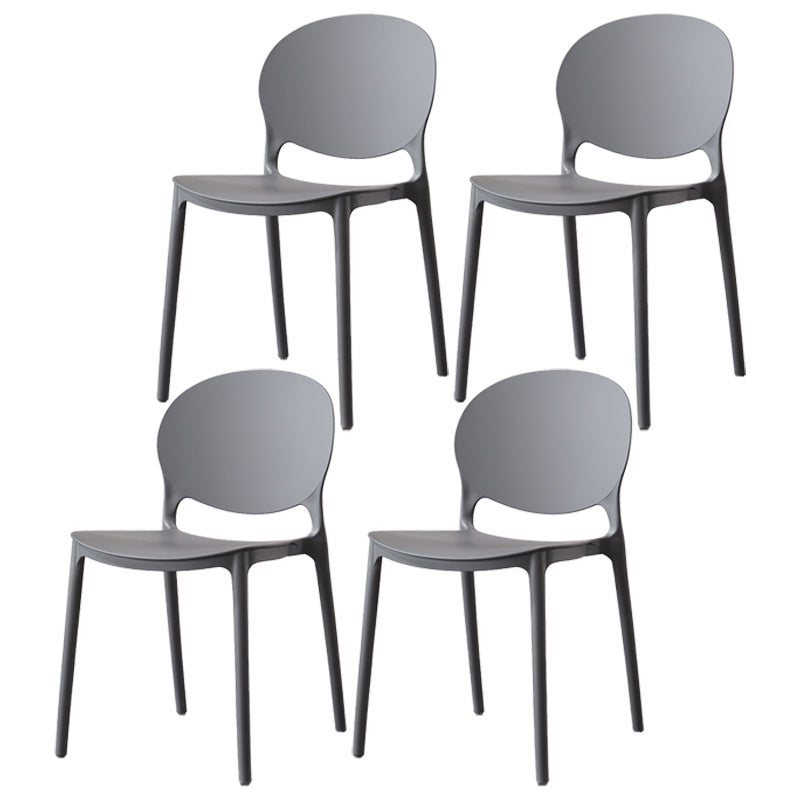 Scandinavian Armless Dining Chairs Stackable Plastic Open Back Side Chair