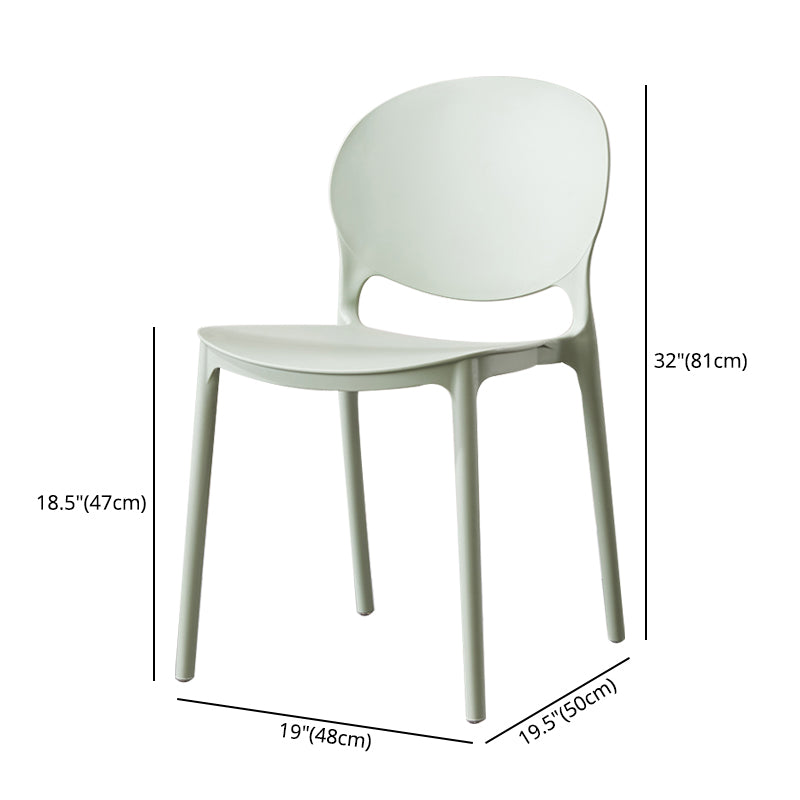 Scandinavian Armless Dining Chairs Stackable Plastic Open Back Side Chair