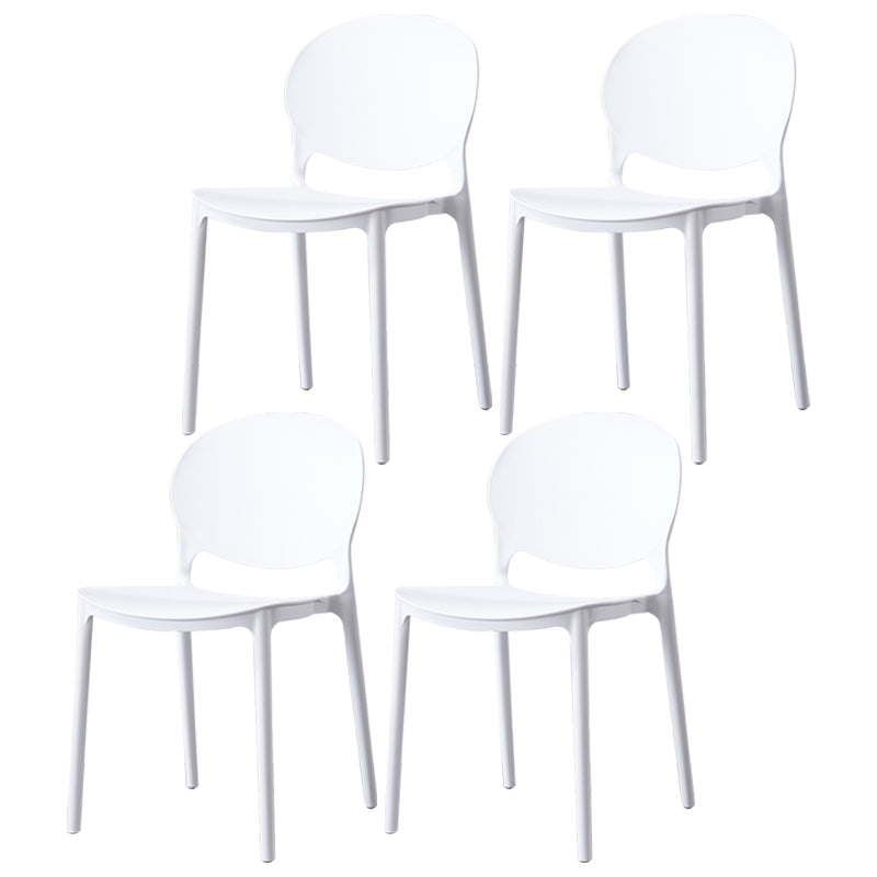 Scandinavian Armless Dining Chairs Stackable Plastic Open Back Side Chair