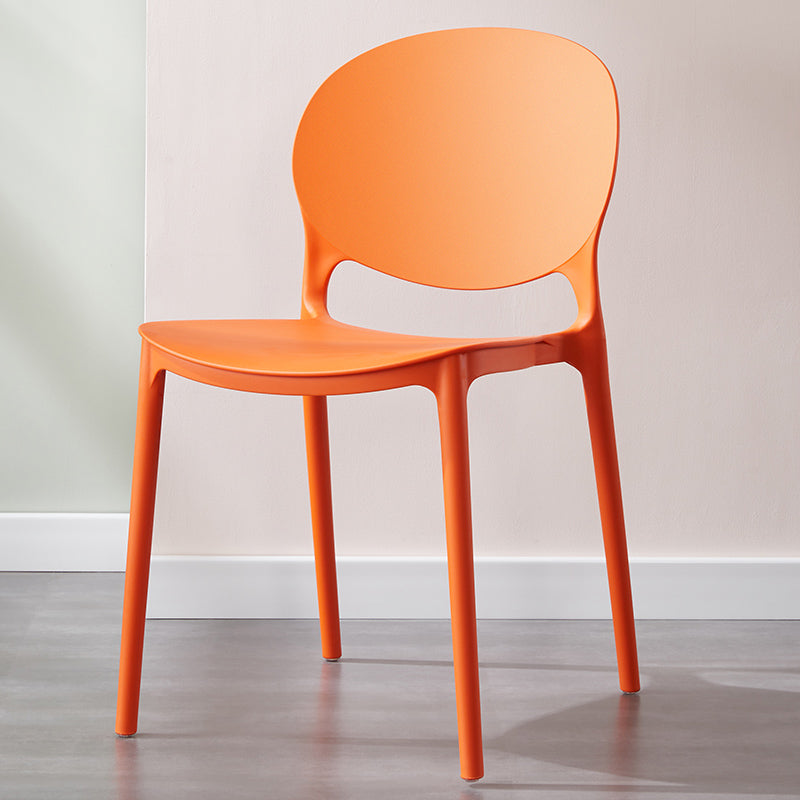 Scandinavian Armless Dining Chairs Stackable Plastic Open Back Side Chair