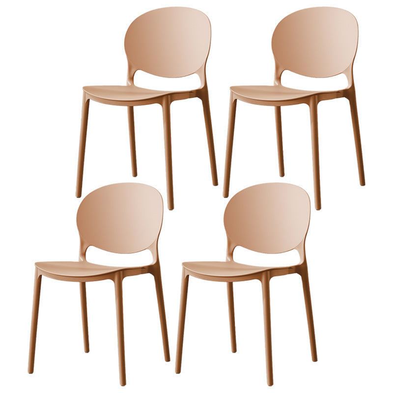 Scandinavian Armless Dining Chairs Stackable Plastic Open Back Side Chair