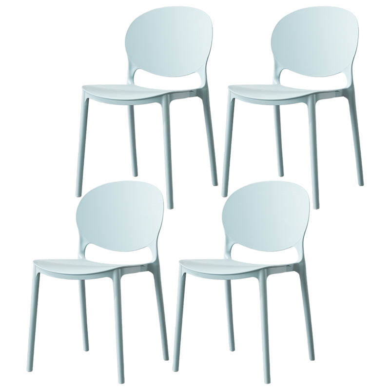 Scandinavian Armless Dining Chairs Stackable Plastic Open Back Side Chair