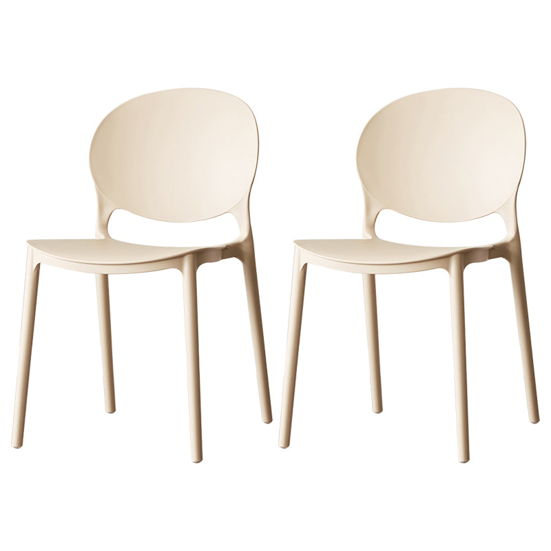 Scandinavian Armless Dining Chairs Stackable Plastic Open Back Side Chair