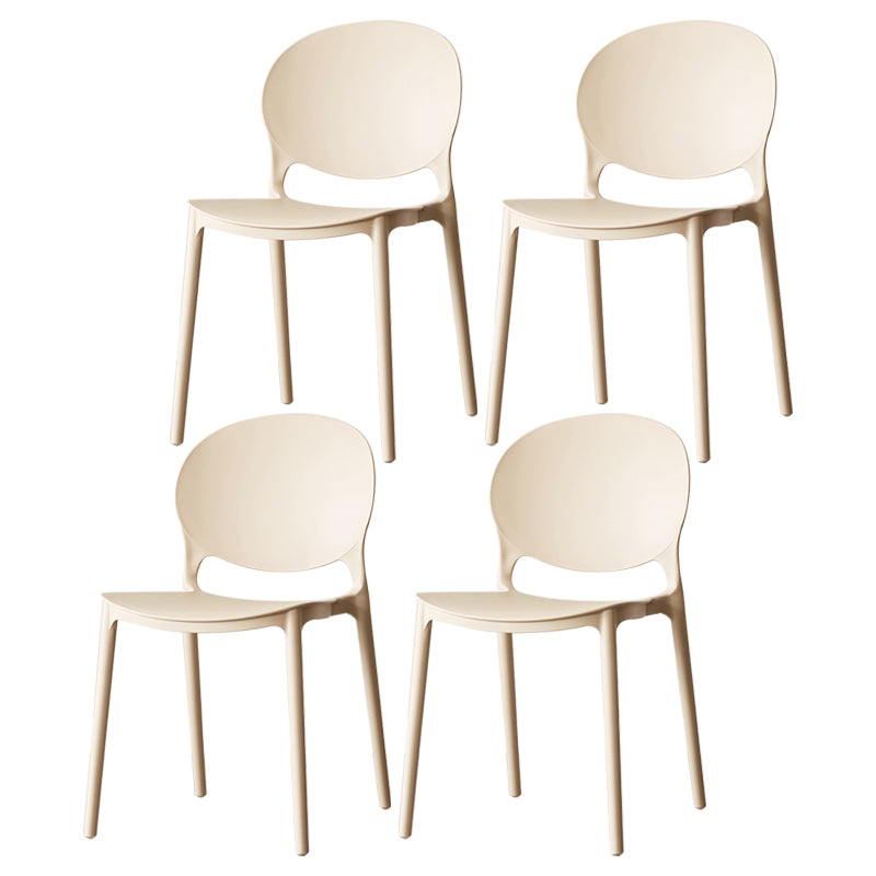 Scandinavian Armless Dining Chairs Stackable Plastic Open Back Side Chair