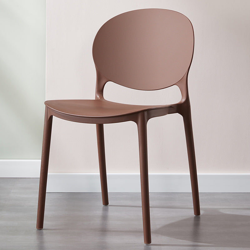 Scandinavian Armless Dining Chairs Stackable Plastic Open Back Side Chair