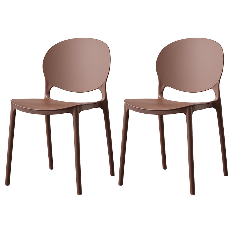 Scandinavian Armless Dining Chairs Stackable Plastic Open Back Side Chair