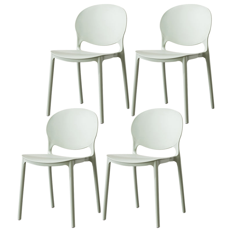 Scandinavian Armless Dining Chairs Stackable Plastic Open Back Side Chair
