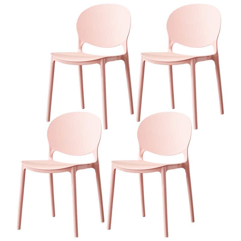 Scandinavian Armless Dining Chairs Stackable Plastic Open Back Side Chair