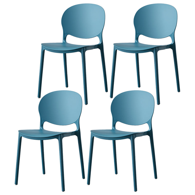 Scandinavian Armless Dining Chairs Stackable Plastic Open Back Side Chair