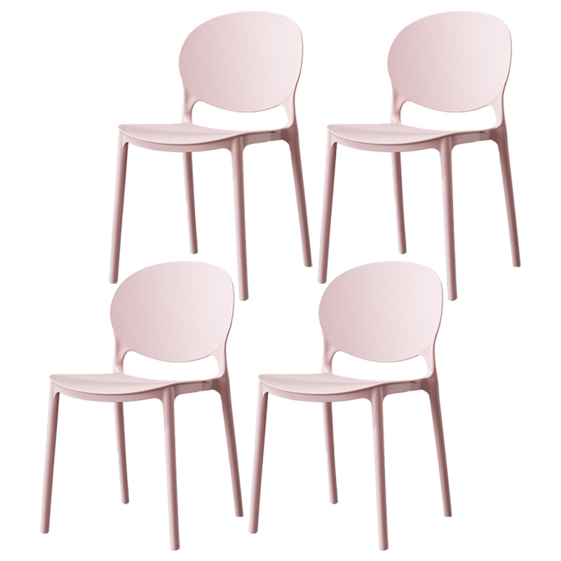Scandinavian Armless Dining Chairs Stackable Plastic Open Back Side Chair
