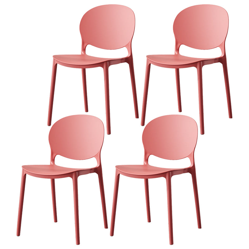 Scandinavian Armless Dining Chairs Stackable Plastic Open Back Side Chair