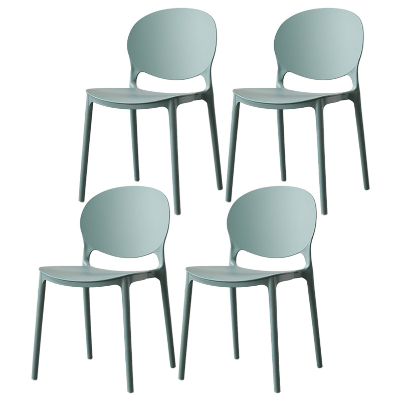 Scandinavian Armless Dining Chairs Stackable Plastic Open Back Side Chair