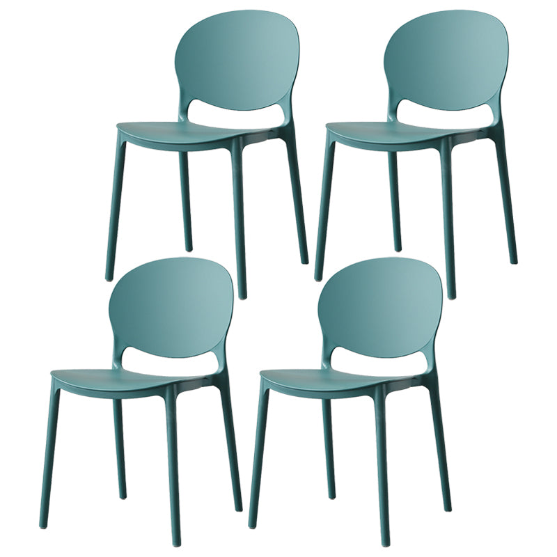 Scandinavian Armless Dining Chairs Stackable Plastic Open Back Side Chair