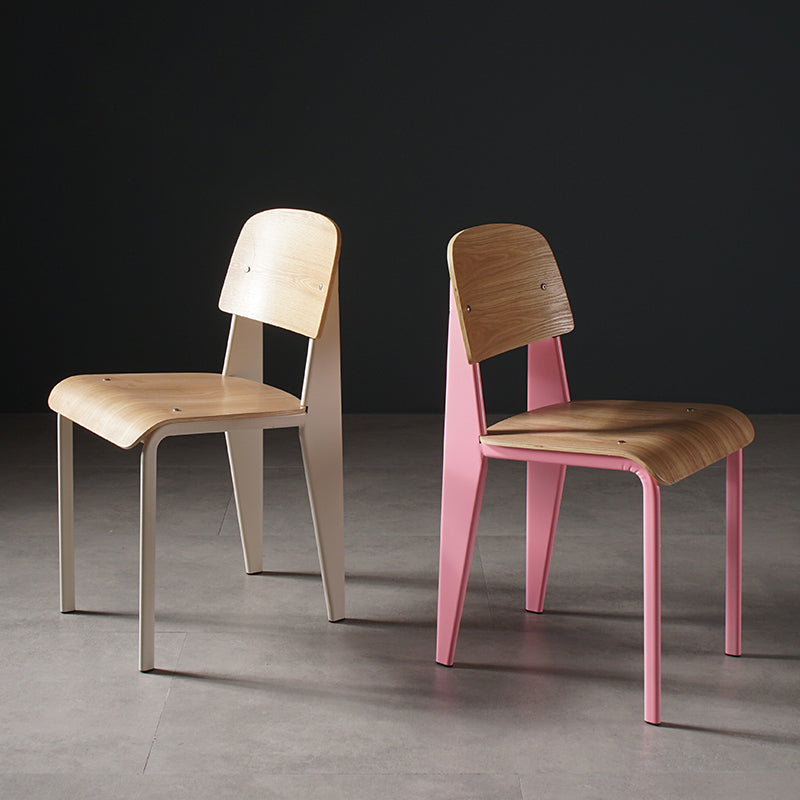 Sedia da pranzo in stile contemporaneo sedia in metallo con gambe in legno