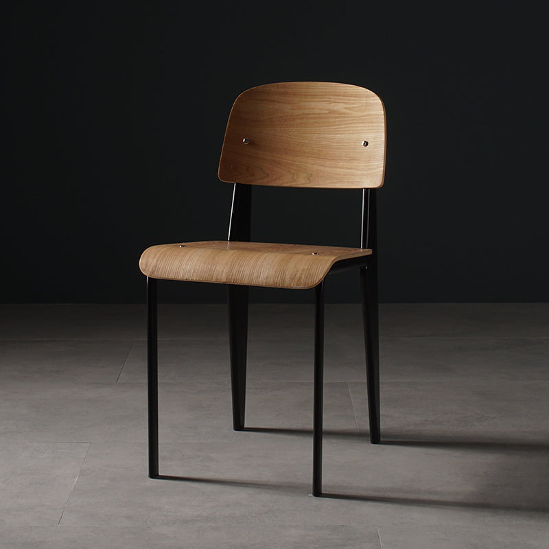 Sedia da pranzo in stile contemporaneo sedia in metallo con gambe in legno