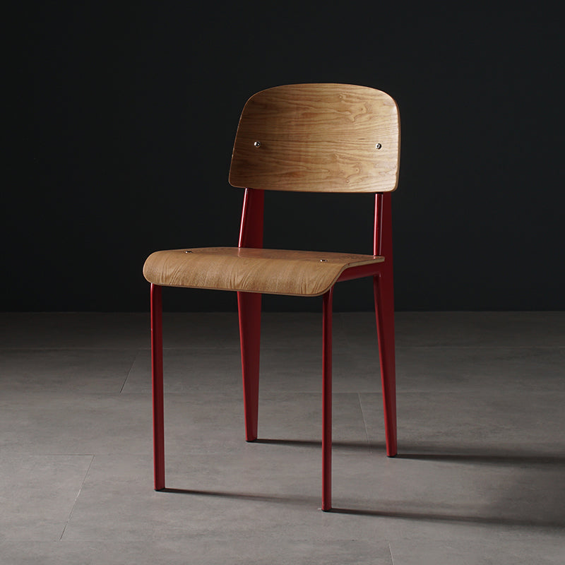 Sedia da pranzo in stile contemporaneo sedia in metallo con gambe in legno