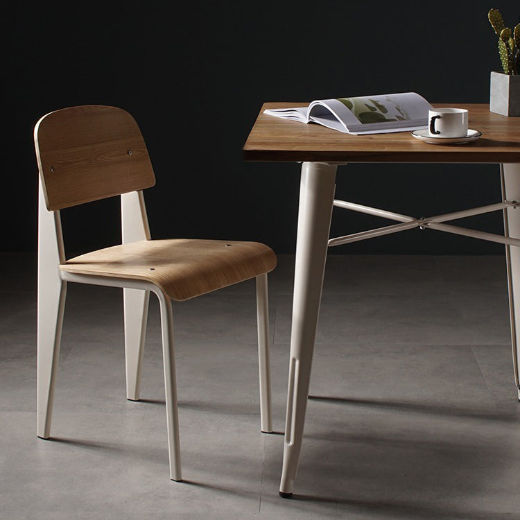 Sedia da pranzo in stile contemporaneo sedia in metallo con gambe in legno